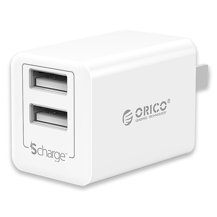 Sạc điện thoại USB 2 cổng 2.4A sạc nhanh Orico WHA-2U-WH (Trắng) - Hàng Chính Hãng