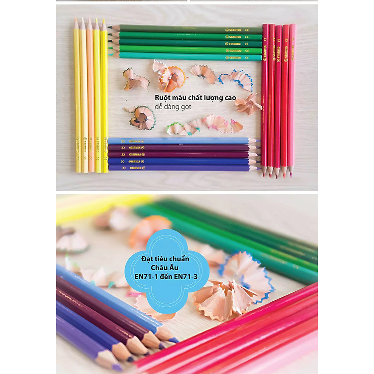 Chì màu STABILO Swan (450) - Xanh Cyan, Hồng Magenta - Ảnh 4