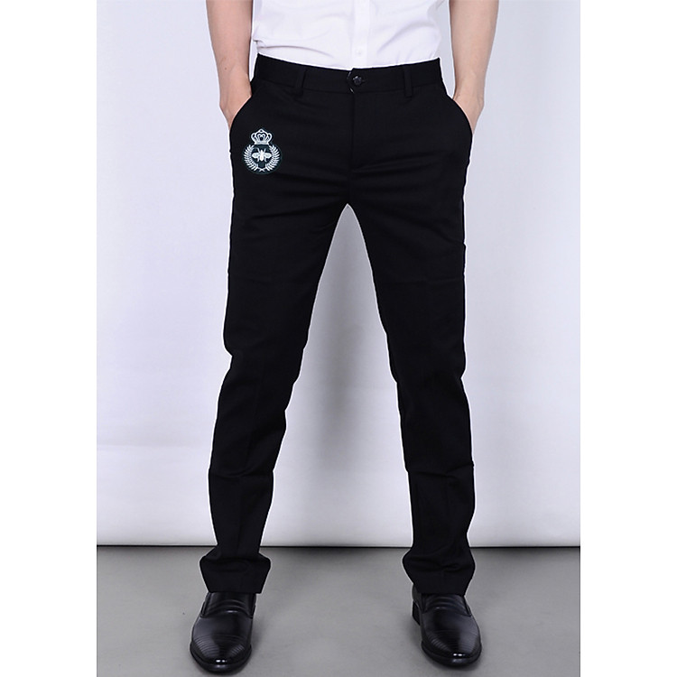 Quần Vải Nam Đen Thêu Họa Tiết ONG04