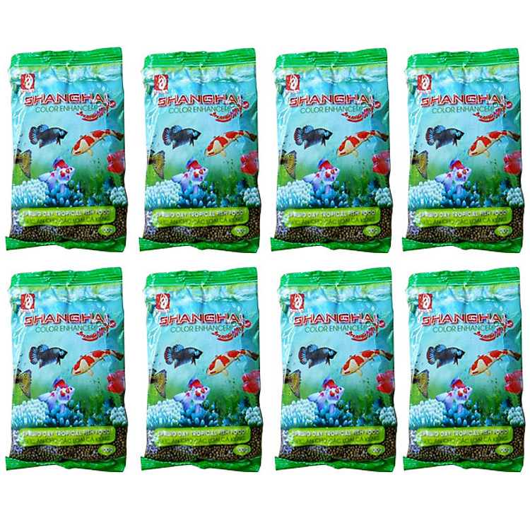 Bộ 8 gói thức ăn nổi cho các loại cá kiểng, cá koi, cá chép coi loại 100gr/gói