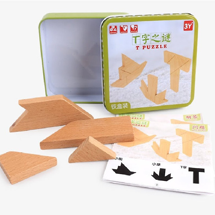 Hộp khối gỗ tạo hình chữ T đồ chơi trí tuệ