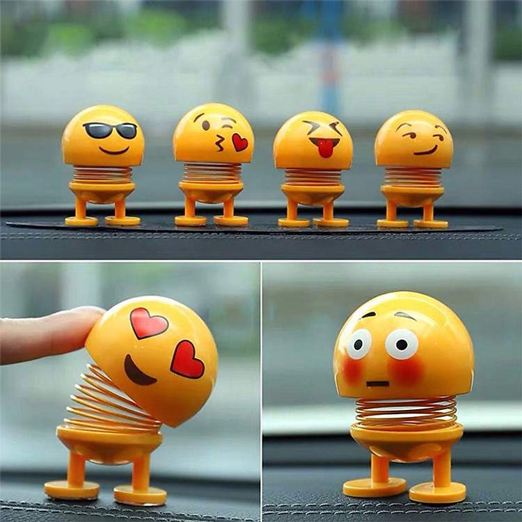 Bộ 6 con Emoji Lò Xo Lắc Đầu, Bàn Làm Việc (Quà tặng tổng hợp)-giao 6 hình ngộ nghĩnh