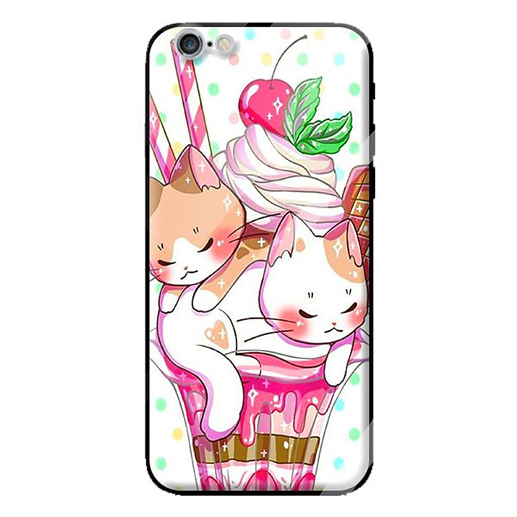 Ốp lưng kính cường lực cho iPhone 6 mèo 208 - Hàng chính hãng