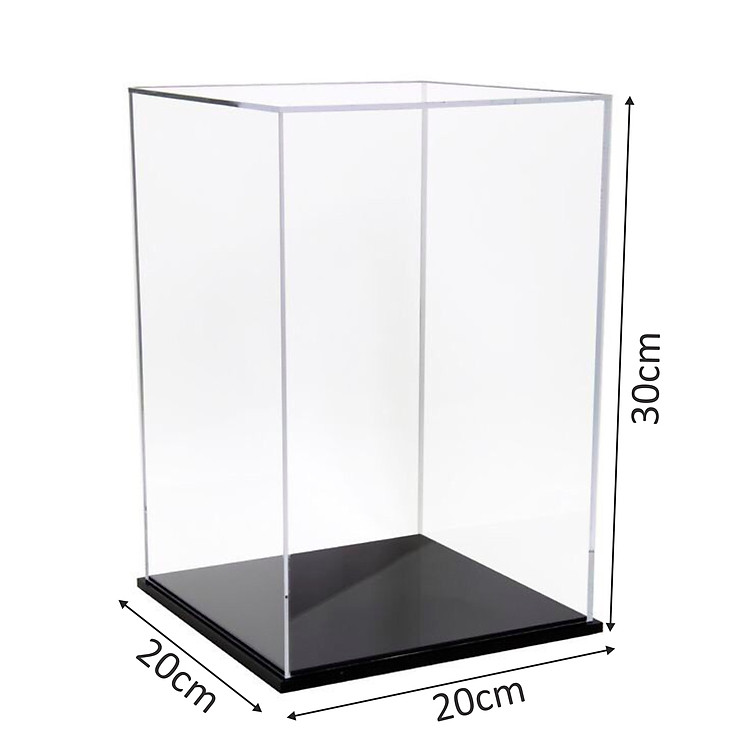 Hộp mica Enter BOX109 20x20x30cm mica dày 2mm, đế đen 5mmx2 chữ nhật đứng, Hộp trưng bày mô hình, Hộp mica trong chống bụi