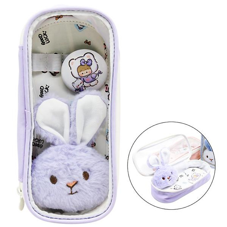 Bóp Viết Trong Suốt Thỏ Tai Dài Shunde 9122 - Màu Tím - Ảnh 2