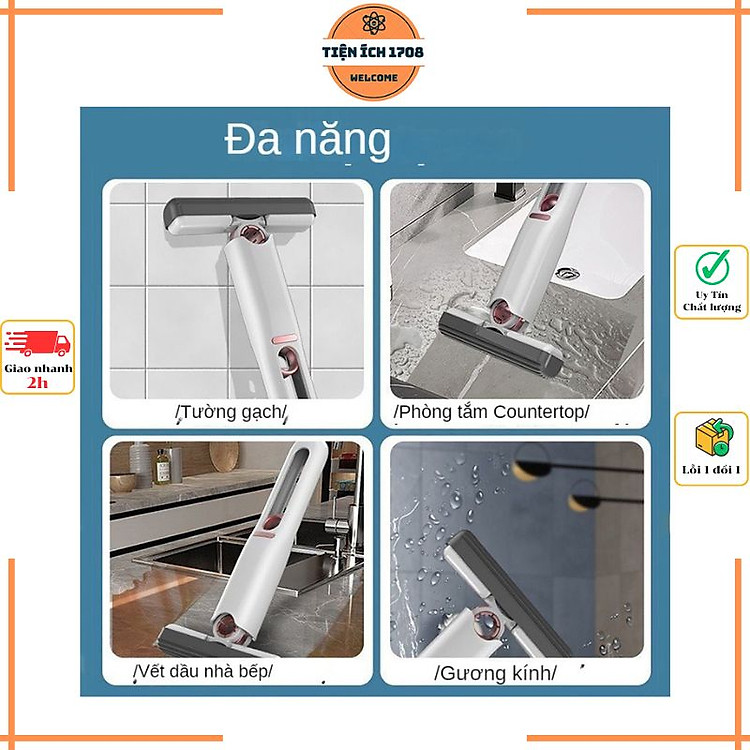 Cây Lau Bàn Bếp Tự Vắt Thông Minh Mini GẤP GỌN 25CM Cây Lau Tự Vắt GẤP GỌN MINI, Bọt Biển Siêu Thấm Hút Đa Năng