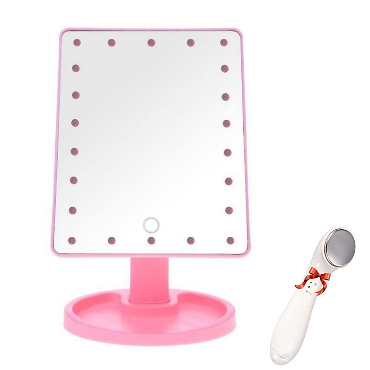 Gương Trang Điểm Có Đèn Led + Máy Massage Mặt Ion Hàn Quốc Công Nghệ Cao
