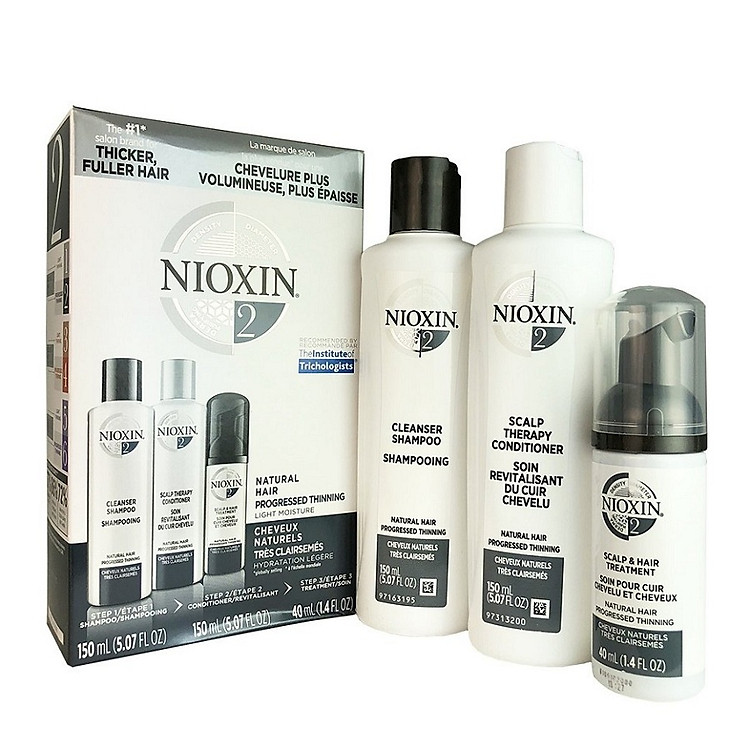 Bộ dầu gội xả Nioxin 2 Natural Hair Progressed Thinning Travel Kit Cho tóc tự nhiên có dấu hiệu thưa rụng Mỹ 150ml