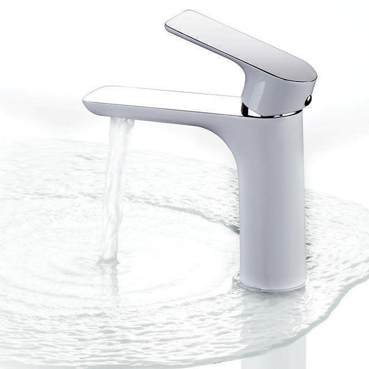Vòi lavabo nóng lạnh đồng thau, sơn tĩnh điện