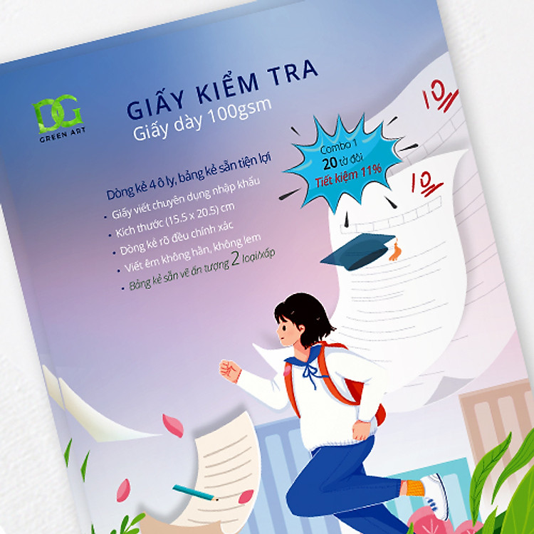 Giấy Kiểm Tra Dòng 4 Ô Ly (20 tờ) - Ảnh 2