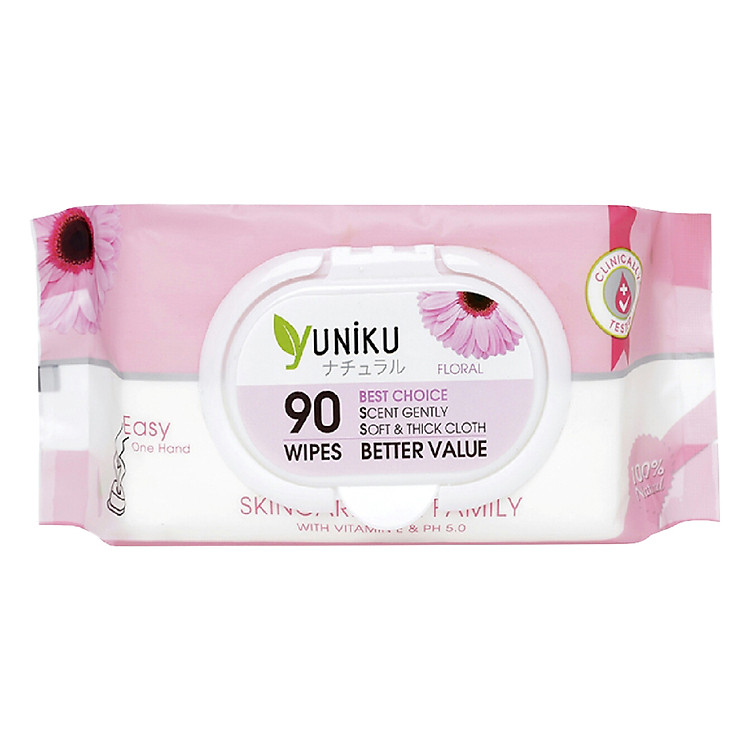 Khăn Ướt Yuniku Max Cool Hương Phấn Hoa Nhẹ Nhàng (90 Tờ)