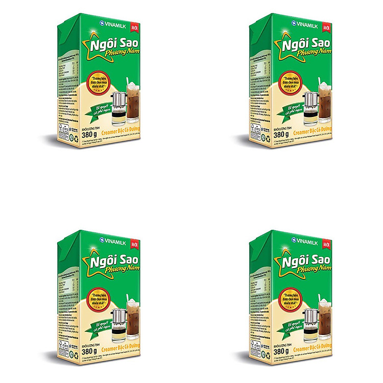 COMBO 4 HỘP CREAMER ĐẶC NGÔI SAO PHƯƠNG NAM XANH LÁ - HỘP GIẤY 380G