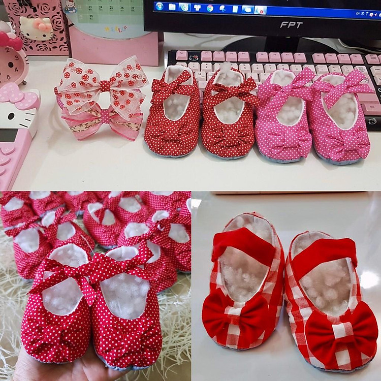 Giày tập đi chống trượt bé gái vải chống trơn giày bé gái chất liệu mềm mịn