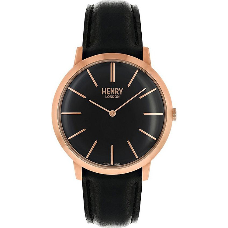 Đồng Hồ Dây Da Bò Henry London HL40-S-0248 Iconic (40mm) - Đen + Dịch Vụ Khắc Tên