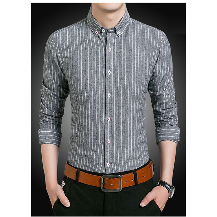 Áo sơ mi nam body công sở kẻ sọc ArcticHunter, chất vải thô mềm mại thấp hút mồ hôi, thời trang trẻ, phong cách Hàn Quốc, thương hiệu chính hãng