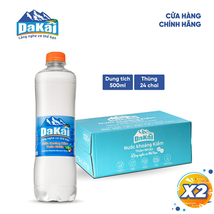 Combo 2 Thùng 24 chai Nước Khoáng kiềm thiên nhiên DaKai 500ml/chai