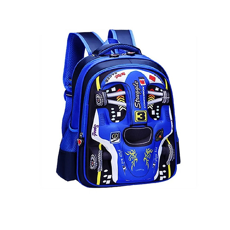 Balo siêu nhẹ, chống gù lưng in hình oto 3D cao cấp cho bé tiểu hoc