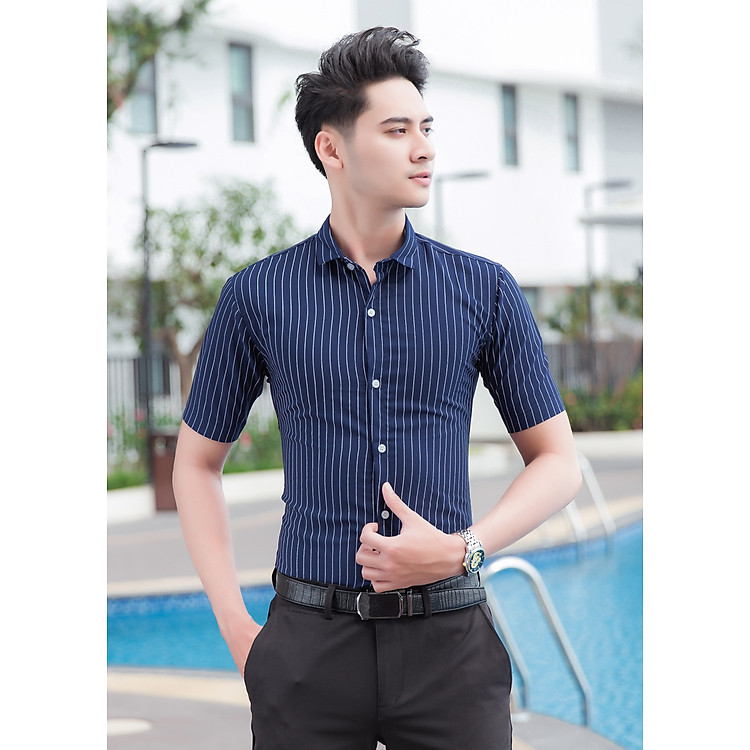 Áo Sơ Mi Nam, Áo Sơ Mi Nam SINO Ngắn Tay Kẻ Sọc