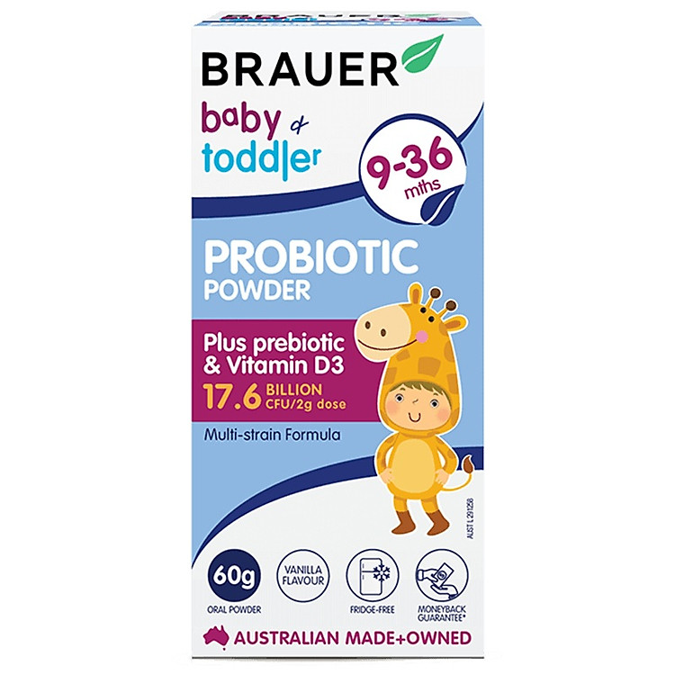 Men vi sinh Brauer Úc dạng bột dành cho trẻ từ 9 - 36 tháng tuổi - 60g
