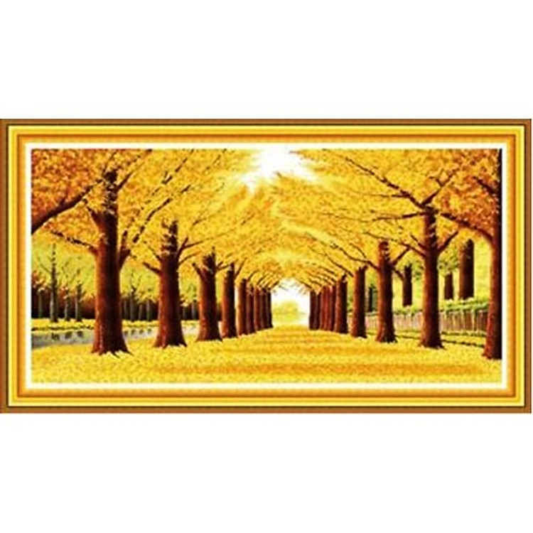 Tranh thêu chữ thập thêu kín Rừng Lá Vàng (134*74cm) chưa thêu