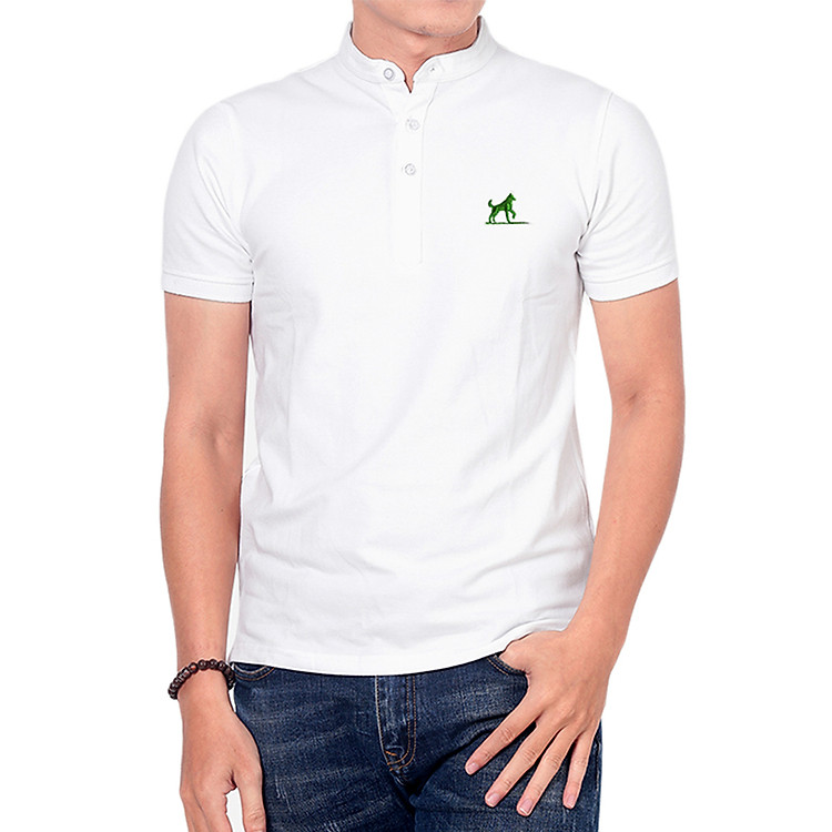 Áo thun nam Polo cổ trụ Henley phong cách PG012 (Trắng)