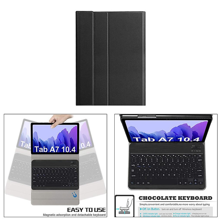 PU Leather Case for Samsung Galaxy Tab A7 10.4'' 2020 with Detachable Bluetooth Keyboard - 3-in-1 functionality keyboard case