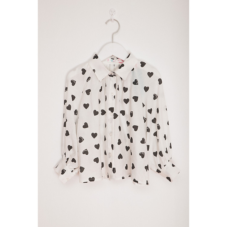 Sơ mi họa tiết trái tim bé gái (4-13 tuổi)