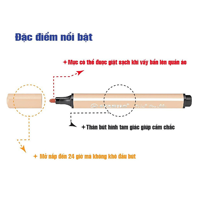 Bút lông màu STABILO Trio Scribbi (Đỏ, Xám) - Ảnh 7