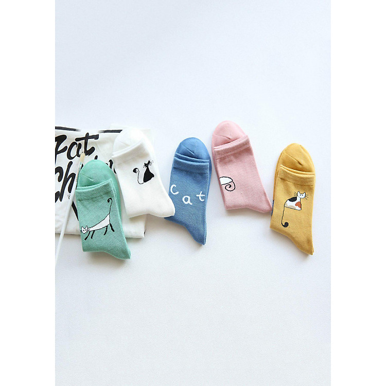Set Tất Vớ 5 Ngày Hình Thú Cưng Cho Nữ