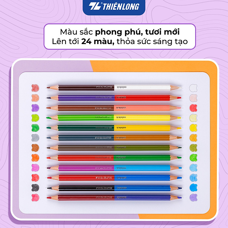 Bút chì 12 màu hai đầu - Thiên Long Colokit (12 chiếc) - Ảnh 5