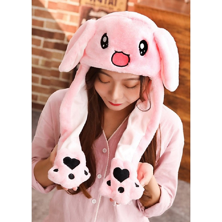 Nón Tai Thỏ Điều Khiển Hai Tai Đáng Yêu - Thỏ Hồng