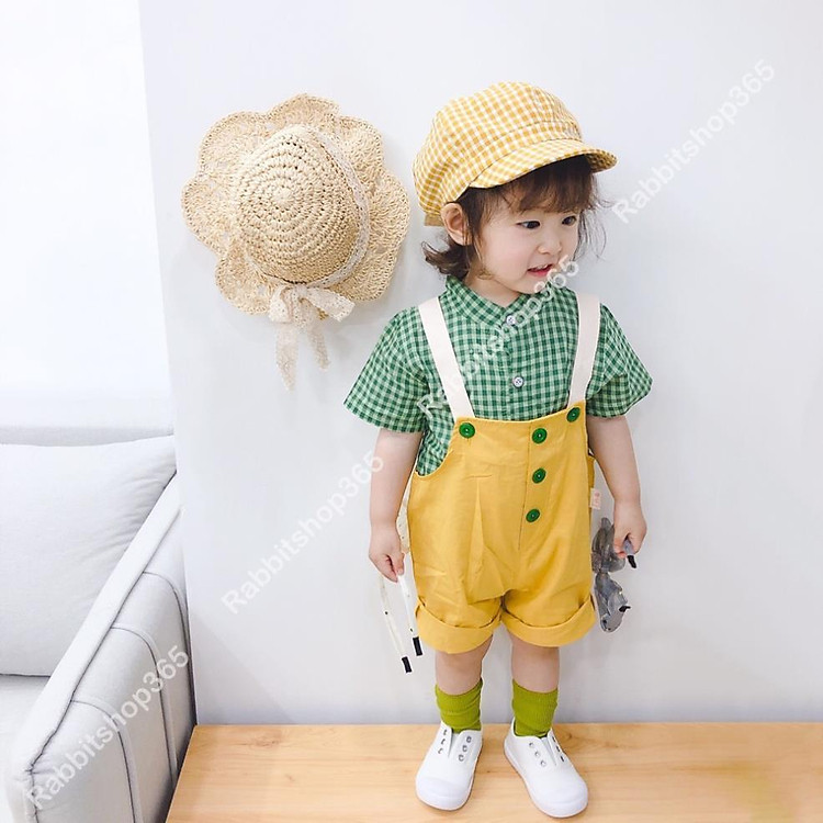 Set yếm cho bé trai bé gái bộ quần yếm áo sơ mi cực chất cho bé
