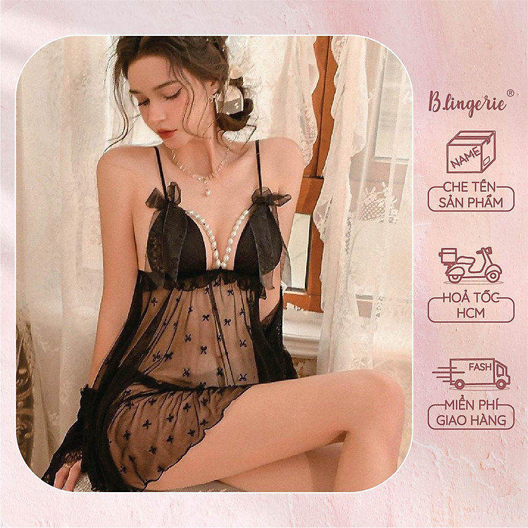Váy Ngủ Ren Nơ Nhí (Không kèm áo choàng) - B.Lingerie