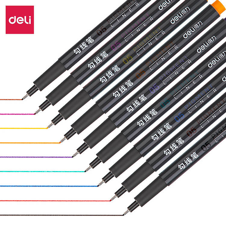 Bút Đi Nét Deli (0.5mm, 9 màu, 9 chiếc/hộp)