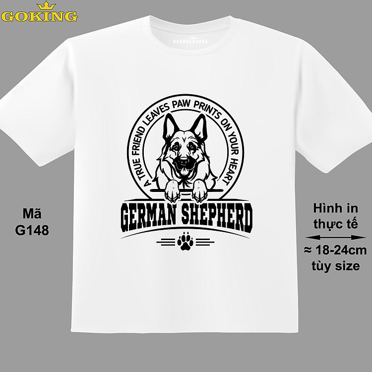 GERMAN SHEPHERD, mã G148. Áo thun đẹp cho cả gia đình. Áo phông hàng hiệu Goking, công nghệ in Nhật Bản siêu nét. Form unisex cho nam nữ, trẻ em, bé trai gái. Quà tặng ý nghĩa cho bố mẹ, con cái, bạn bè, doanh nghiệp, hội nhóm