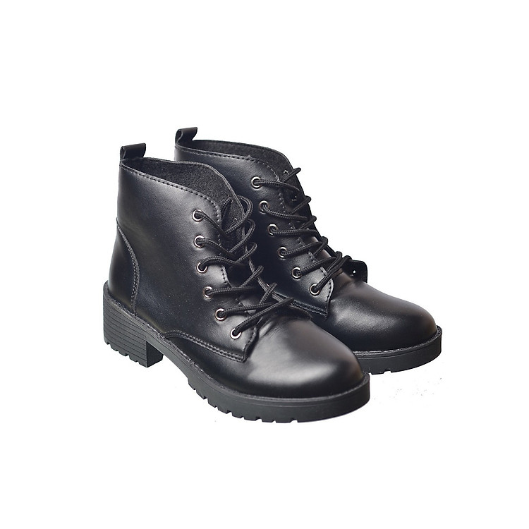Giày Bốt Boot Nữ Da Cao Cấp Đế 5p Buộc Dây BT2