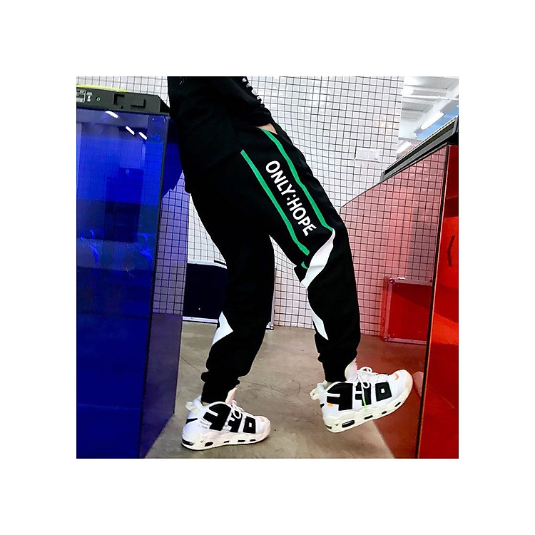 Quần Jogger thể thao Hiphop Nam Nữ 2 sọc phối Phản Quang ONLY HOPE