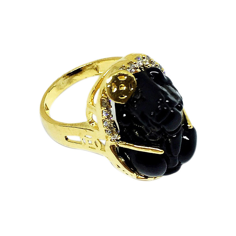 Nhẫn mạ vàng tì hưu phong thủy kim mai tích ngọc one size