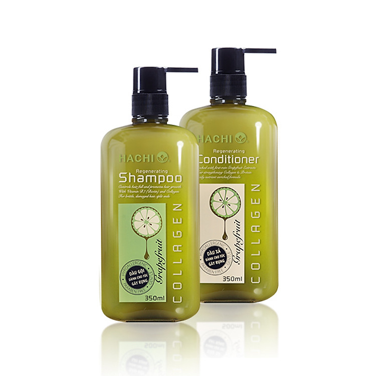 Bộ sản phẩm dầu gội - xả HACHI ngăn ngừa gãy rụng Grapefruit - Regenerating