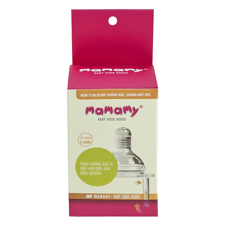 Hộp 2 Núm Ti Chống Sặc Và Đầy Hơi Cho Bé Mamamy Mm1928 (Size M)