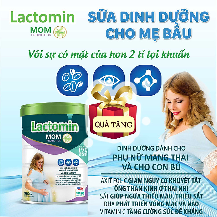 Sữa bầu Lacto Fiber Mom 900g- Hấp thụ, Tiêu hóa, dễ uống