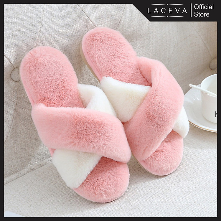 Dép Bông Đi Trong Nhà Đế Cao Su Đúc Cao Cấp LACEVA DP95