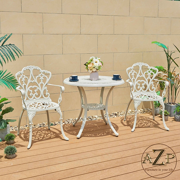 Bộ Bàn Ghế 80cm Sân Vườn Ngoài Trời Outdoor Ban Công (100% Nhôm Đúc) Hàng Nhập Khẩu 100%.