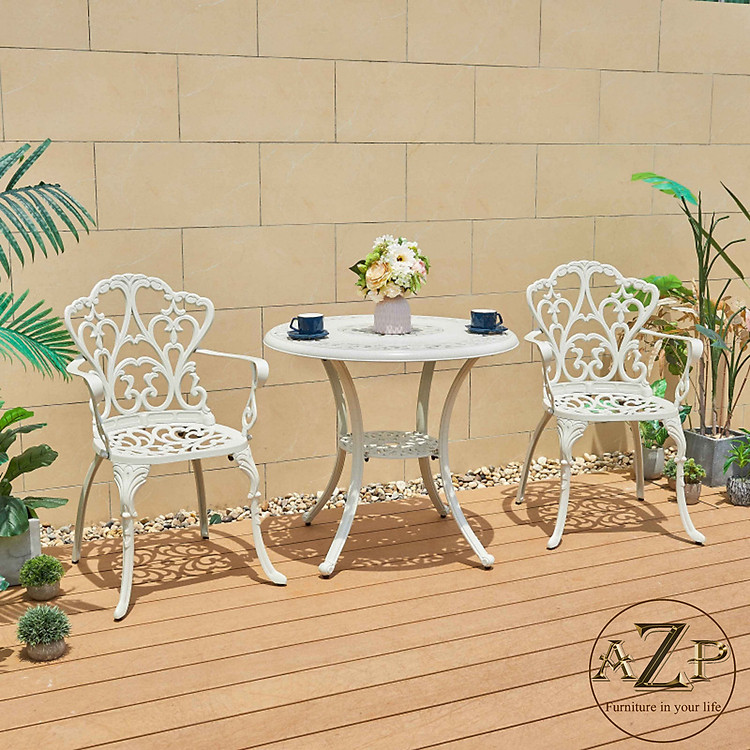 Bộ Bàn Ghế 80cm Sân Vườn Ngoài Trời Outdoor Ban Công (100% Nhôm Đúc) Hàng Nhập Khẩu 100%.