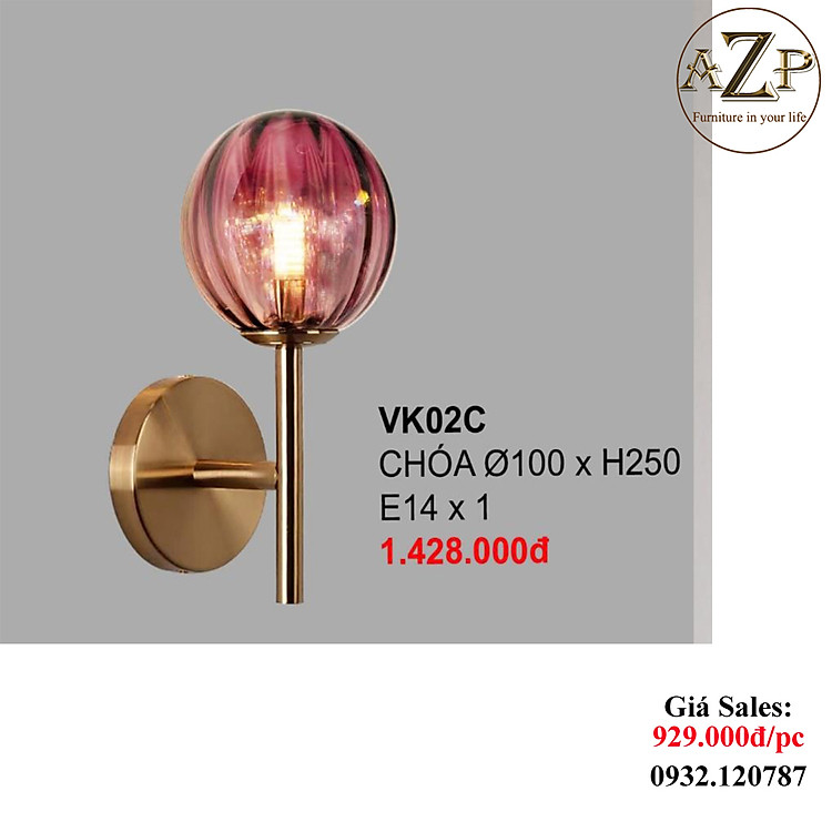 AZP - ĐÈN ỐP VÁCH / ĐÈN TRANG TRÍ / ĐÈN TREO TƯỜNG PHÒNG KHÁCH, PHÒNG NGỦ, NHÀ HÀNG, KHÁCH SẠN AZP-VK02C phong cách đương đại, hàng nhập khẩu AZP
