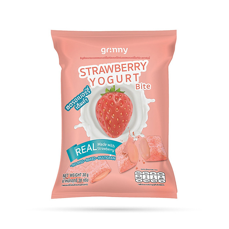 Bánh snack Ngũ Cốc Grinny nhân Ya ua Dâu - Strawberry Yogurt