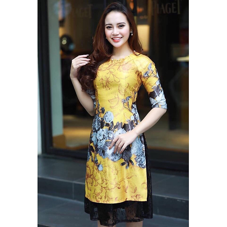 Sét Áo Dài Cách Tân Gấm lụa - AD984