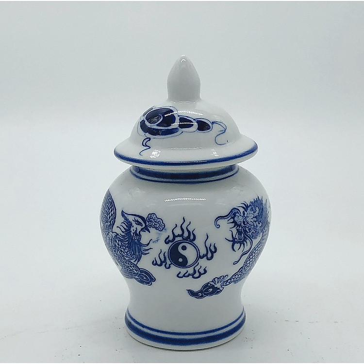 Chóe thờ men xanh lam - họa tiết long phụng