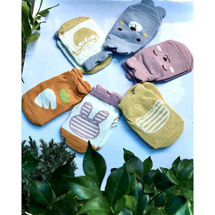 Set 6 Đôi Vớ Sơ Sinh Chống Trượt Cho Bé - Mẫu Ngẫu Nhiên