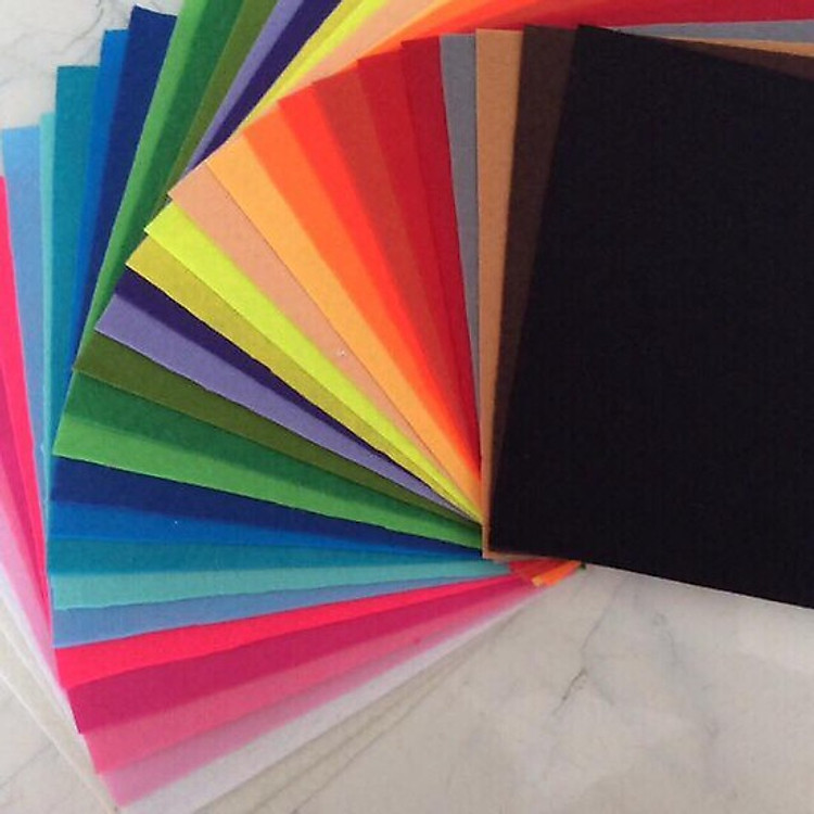 Combo 30 vải nỉ cứng (vải không dệt / vải dạ / felt) làm đồ handmade, craft, thủ công 30X30cm, 30 màu khác nhau